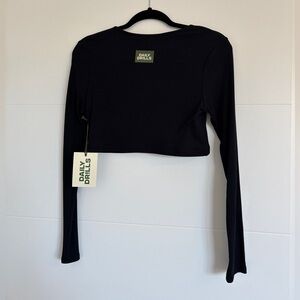 Daily Drills Black Long Sleeve Crop Top